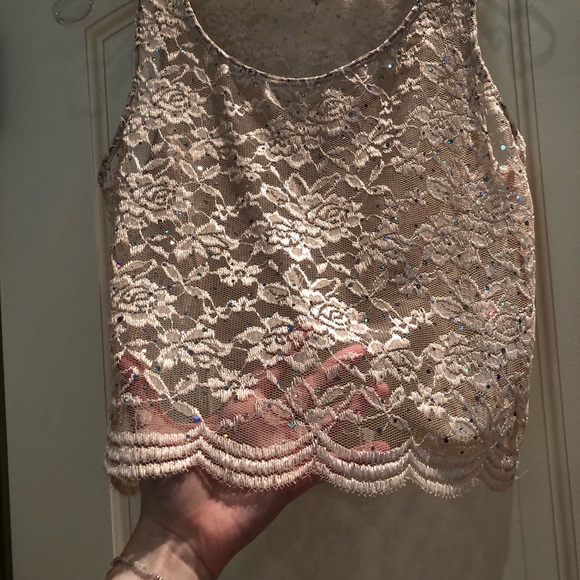 Shimmery Gold Lace Blouse - Picture 2 of 10